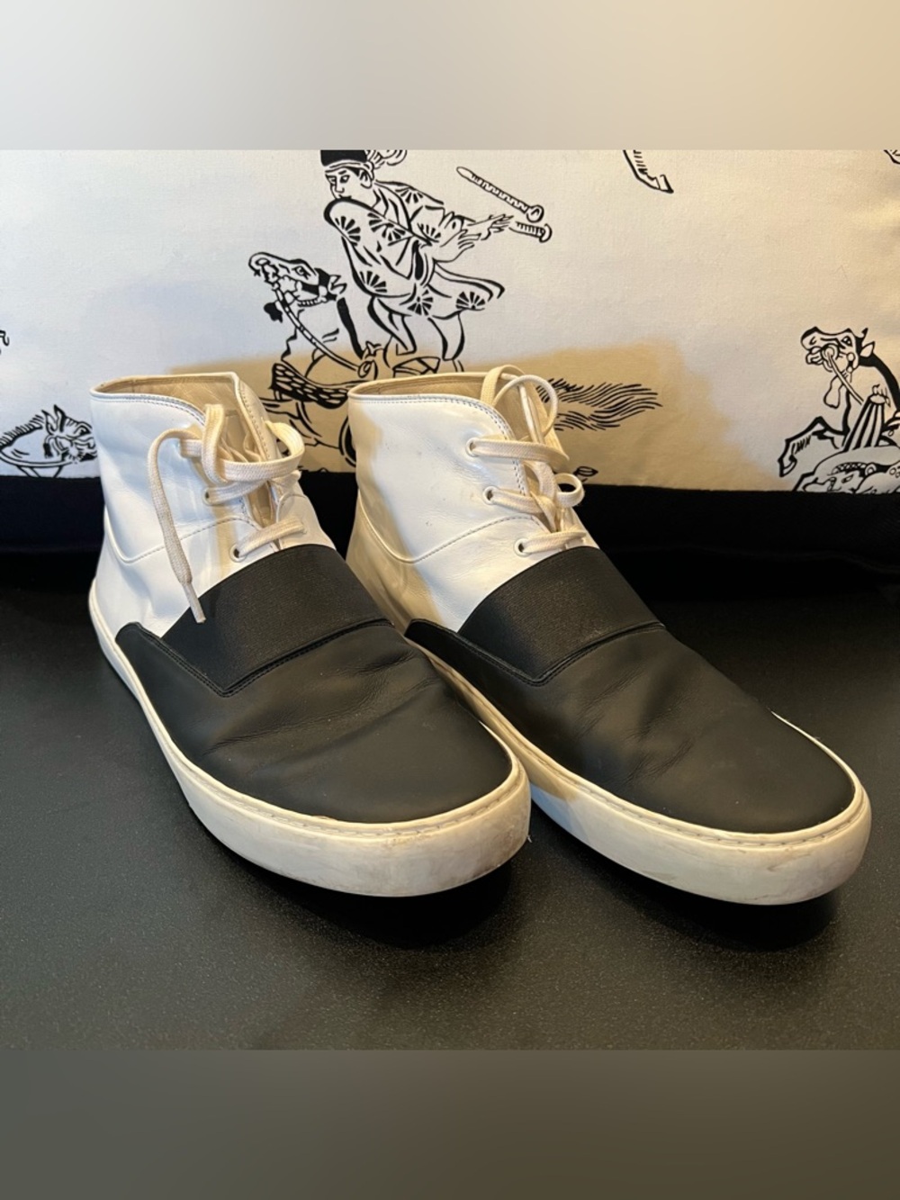 Chanel 2016 Paris Two Tone Black And White High Top Shoes Women Size 42